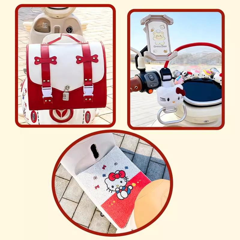 Red KT Decoration Seat Cushion & Pedal Mat Set for Electric Scooter and Battery Car