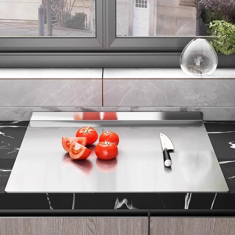 Kitchen Stainless Steel Cutting Board L-Shaped Mildew-Proof Chopping Board Antibacterial Cutting Board for Vegetables and Fruits