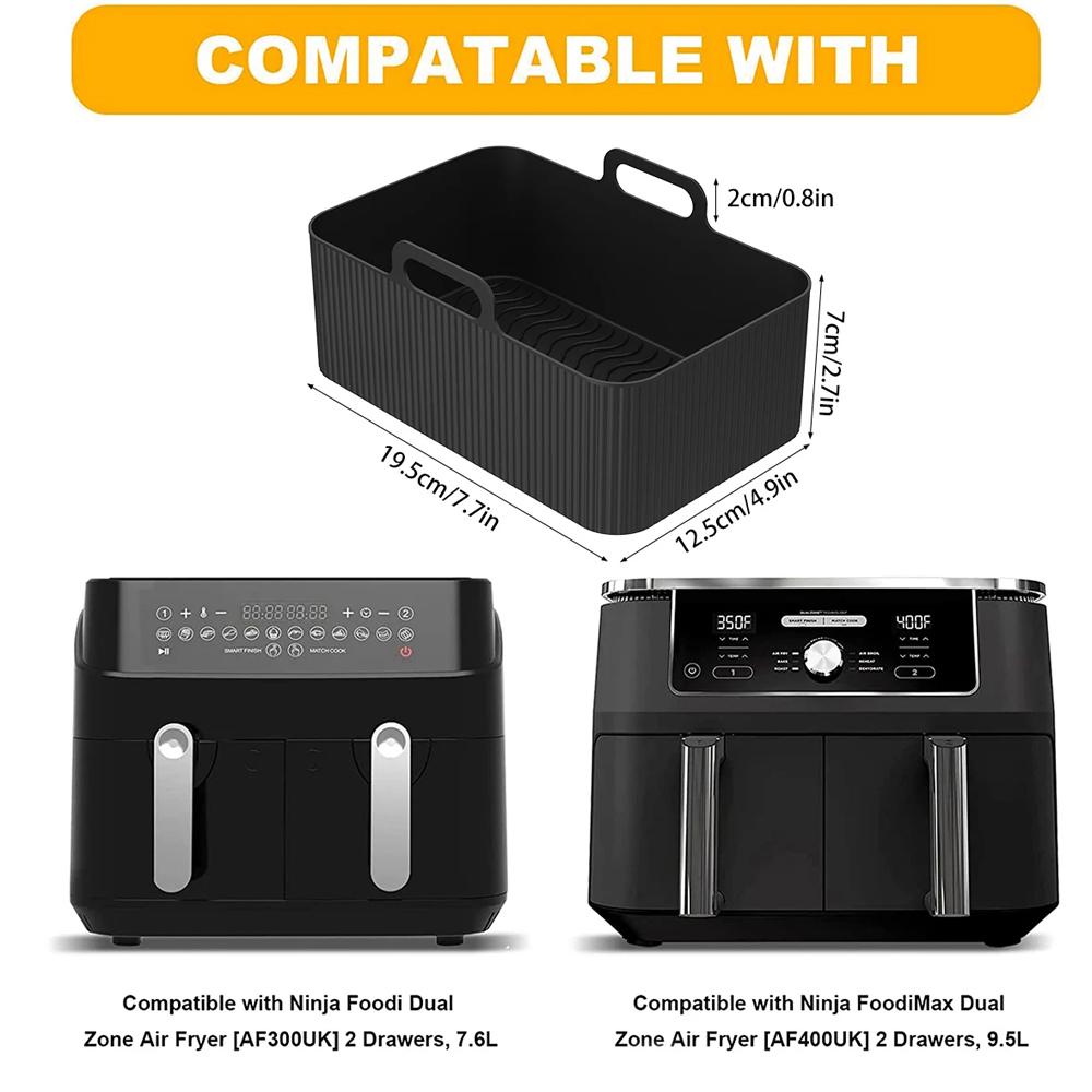 1/2PCS Reusable Air Fryer Silicone Tray Dish Dual 2 Basket Baking Pan Oven Pot Plate Liner Dual Air Fryer Accessories For Ninja