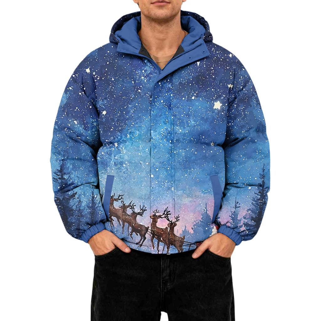 Men's Oversized Casual Down Jacket With Long Sleeves And Hood