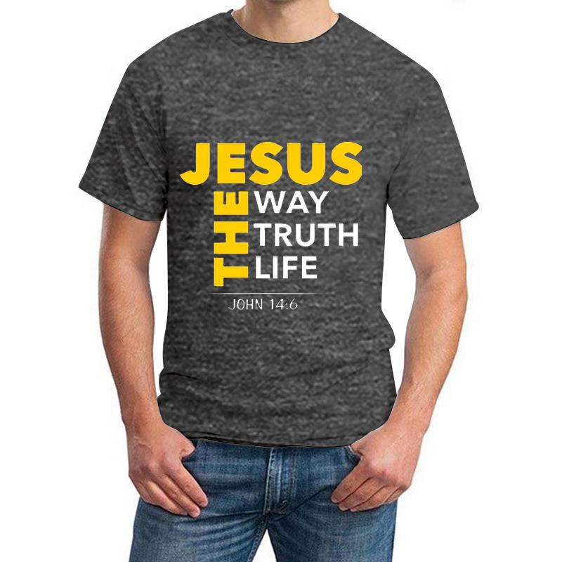 Ježíš Cesta Pravda Život Potisk Tričko Pánské Biblické Verše Oblečení Ležérní Trička s Krátkým Rukávem Léto Křesťanství Bůh Ježíš Trička
