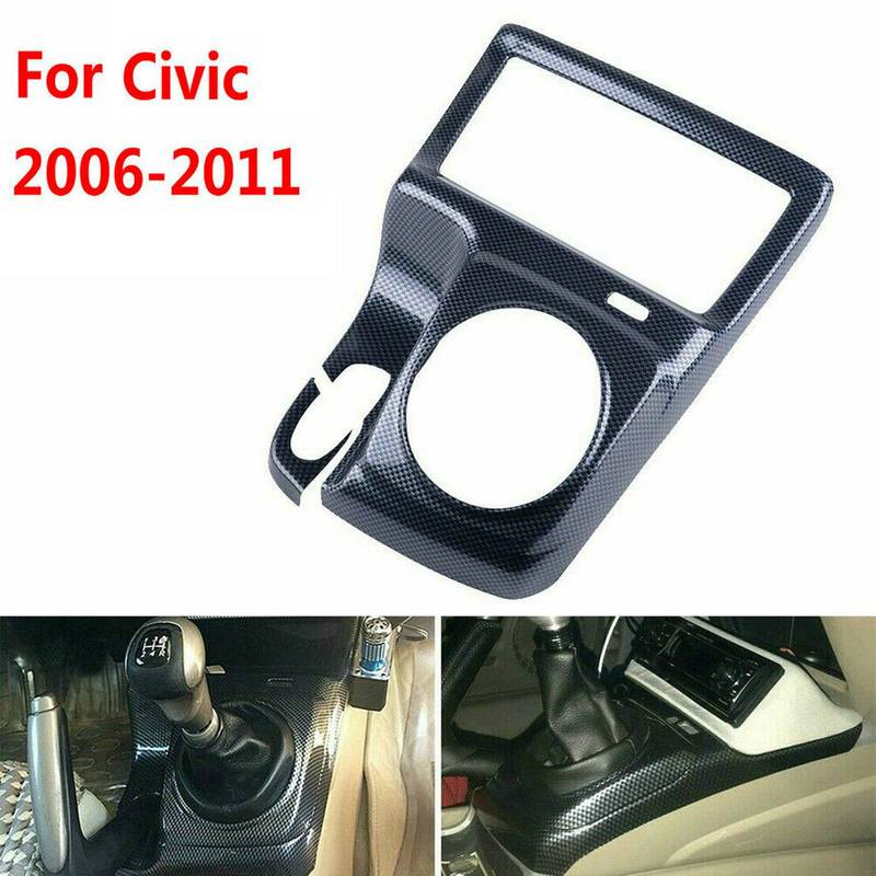 Car Carbon Fiber Style Interior Center Gear Shift Frame Cover Trim Fit For Honda Civic 2006 2007 2008 2009 2010 2011