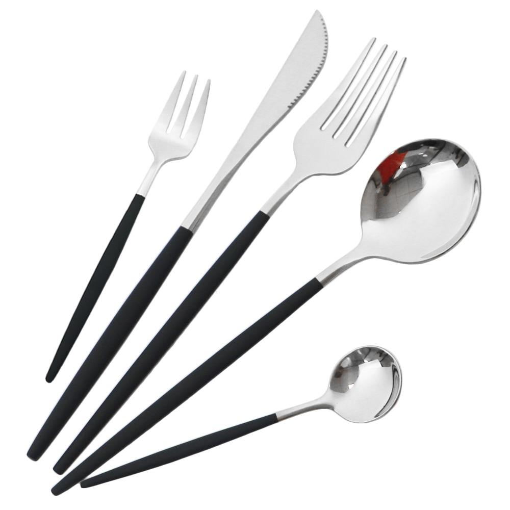 Gold Cutlery Set Knives Dessert Cake Fork Tea Spoons Dinnerware Stainless Steel Dinner Silverware Kitchen Flatware Tableware Set