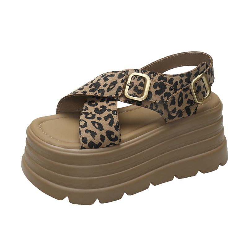 Fashion Summer Women Canvas Thick Sole Sandals New 2024 Peep Toe Flip-Flops 8CM High Platform Sandal Buckle Shoes Woman Zapatillas Mujer