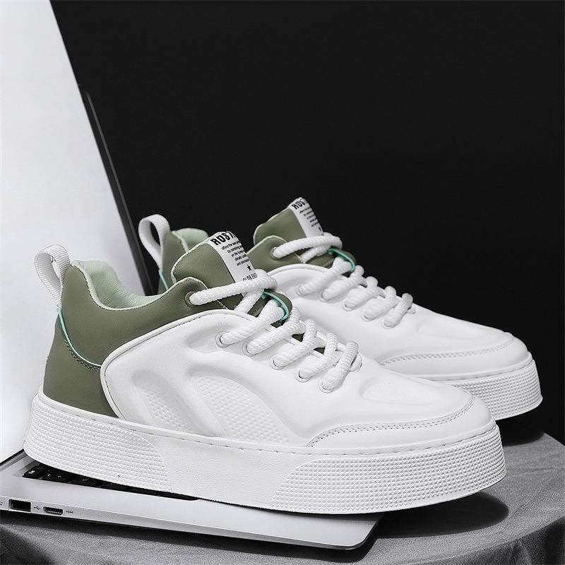 Men's Sport Shoes White Leather Sneakers Men Summer Casual Vulcanized Shoes Male Sneakers Black Skateboard Shoes Flat Sole
