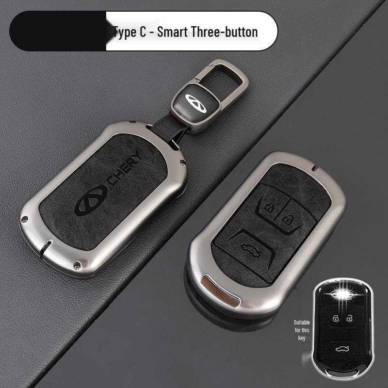 Chery Car Key Cover: Fits Tiggo, EQ1, QQ Ice Cream, Arrizo E - Small, Secure Metal Shell with Hanging Buckle
