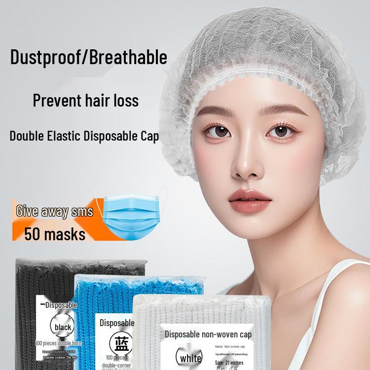 Disposable Dustproof Kitchen Hair Net Cap - Non-woven Fabric, Thickened, Anti-Hair Loss for Chefs & Catering