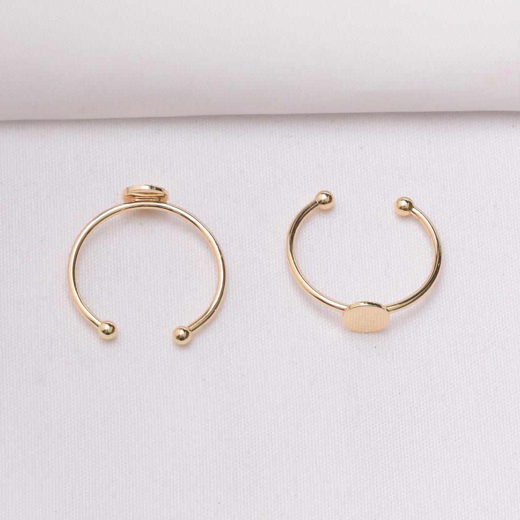 20pcs Color Retention 14K Gold Open Flat Drag Ring Sticky Pearl Ring Diy Handmade Adjustable Flat Ring Holder