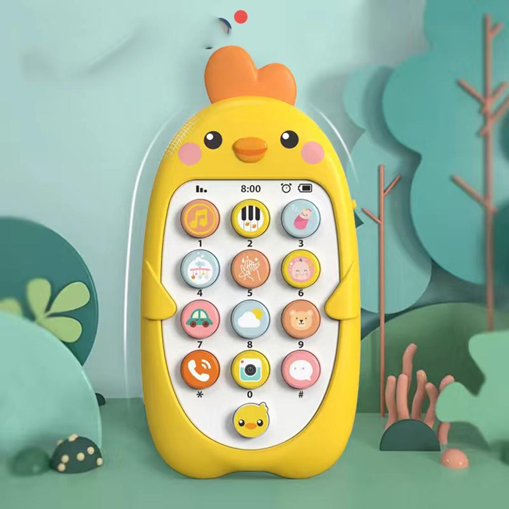 Baby Phone Toys Early Educational Simulation Music Telephone Toy for 1 to 3 Years Old Toddlers Yellow