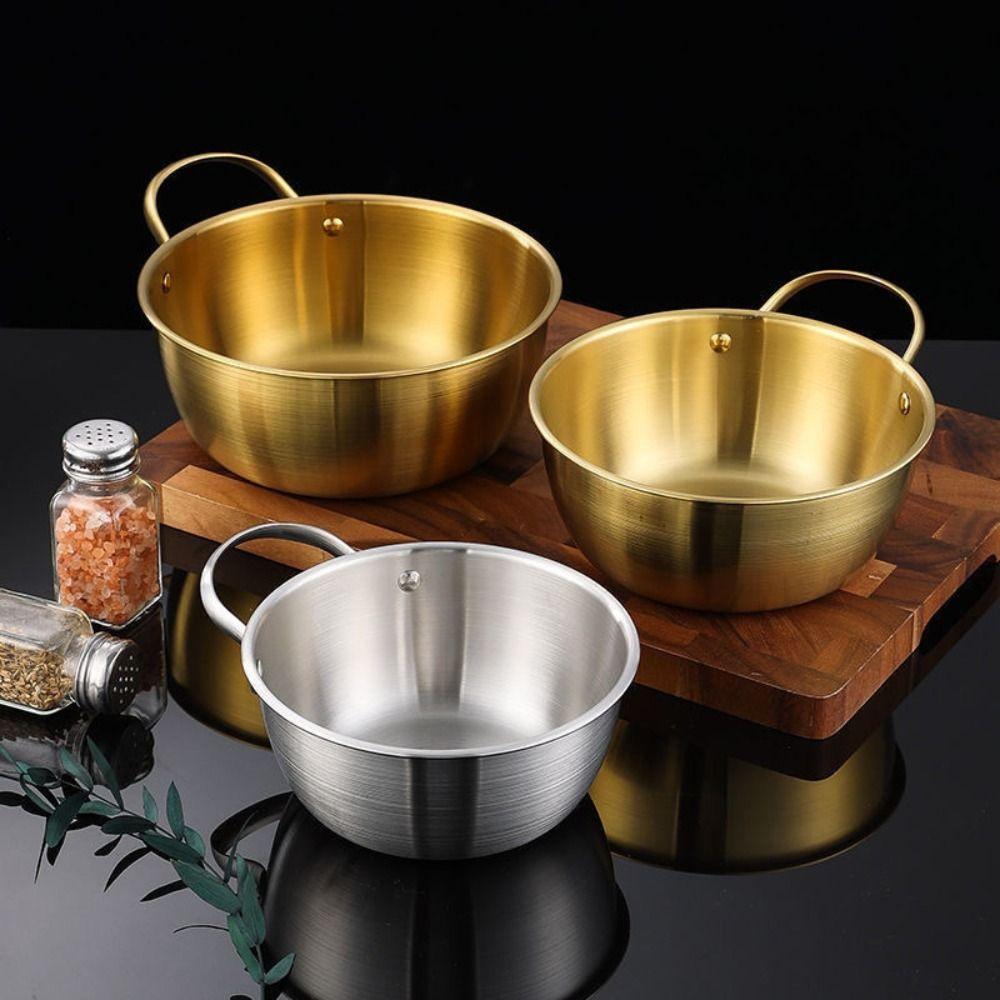 Stainless Steel Korean Ramen Pot Thickened Mixing Pot Multi-purpose Food Containers  Camping