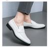 Men's European & American Large Size Color Block Slip-On White Leather Loafers, Korean Style Casual Shoes