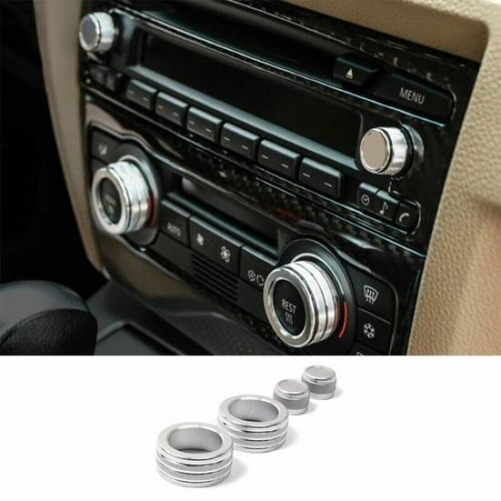 Silver Aluminum Central Console AC Knob Cover Trim For BMW 3-Series E90 2005-12