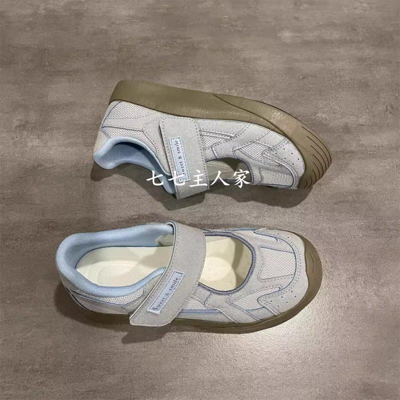 

Новая сетчатая обувь женская дышащая с мелким вырезом одинарная обувь на липучке парусиновая обувь нишевый дизайн повседневная белая обувь тренд 40 синий