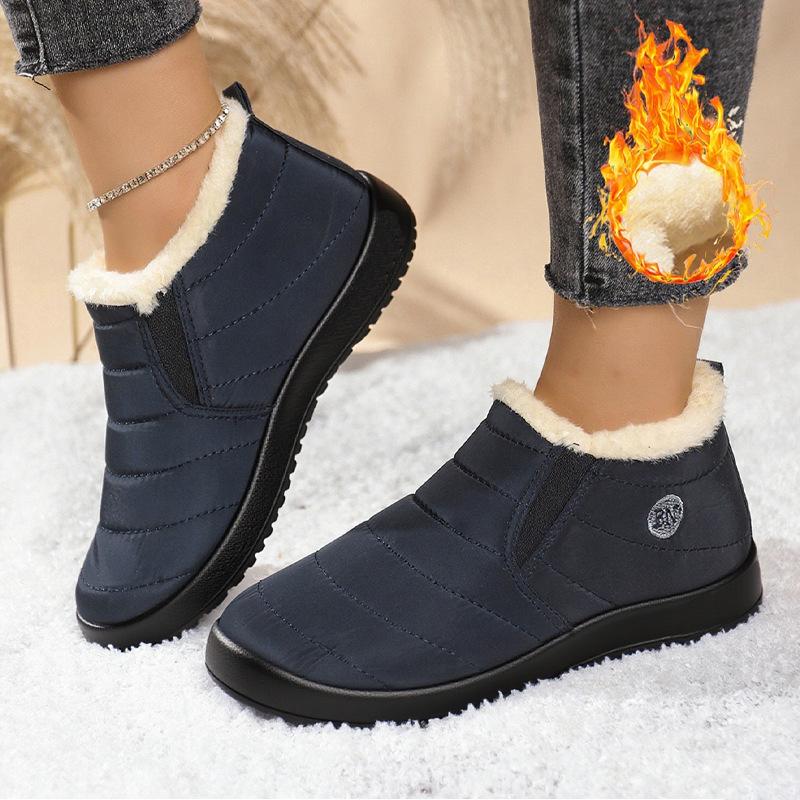 Winter Velvet Women's Outdoor Cotton Shoes Thick Red Warm and Casual Snow Boots Unisex Round Toe Soft Soled Women's Shoes