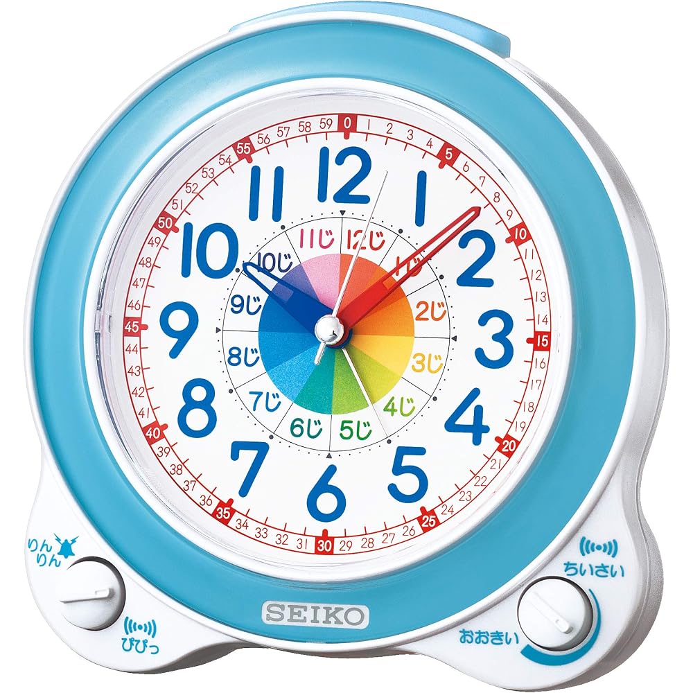 Seiko Clock Alarm Clock, Table Clock, Educational Analog Clock, 01: Blue, Body Size: 13.4 x 13.0 x 8.7 cm, BC410L