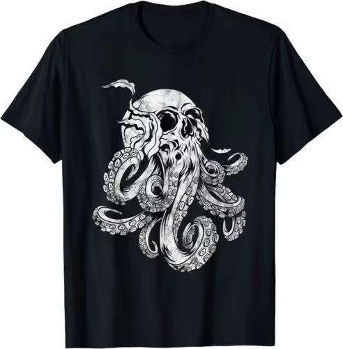 Octopus Skull Monster Kraken Cthulhu Skull Cool Retro Street Style Crew Neck Short Sleeve Unisexs Tshirt Summer Streetwear Y2k
