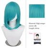 40cm Anime Synthetic White Purple Cosplay Wigs Short Green Hair Straight Silver Wig Pink Hairpiece Short Wig with Bangs