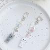1Pc Car Keys Holder Flocking Cat Keyring Bowknot Small Flower Bead Pendant Phone Lanyard Animal Key Chain Charm Accessories