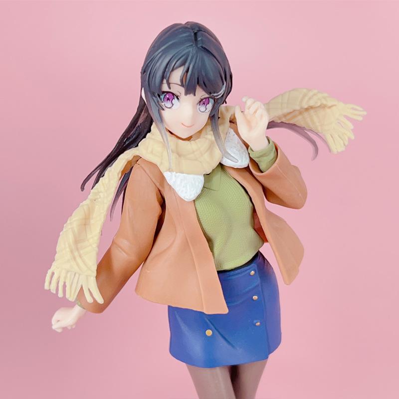 22cm Mai Sakurajima Does Not See The Bunny Girl's Ancestors Model Winter Clothes Sakurajima Mai PVC Action Model Model Playthings