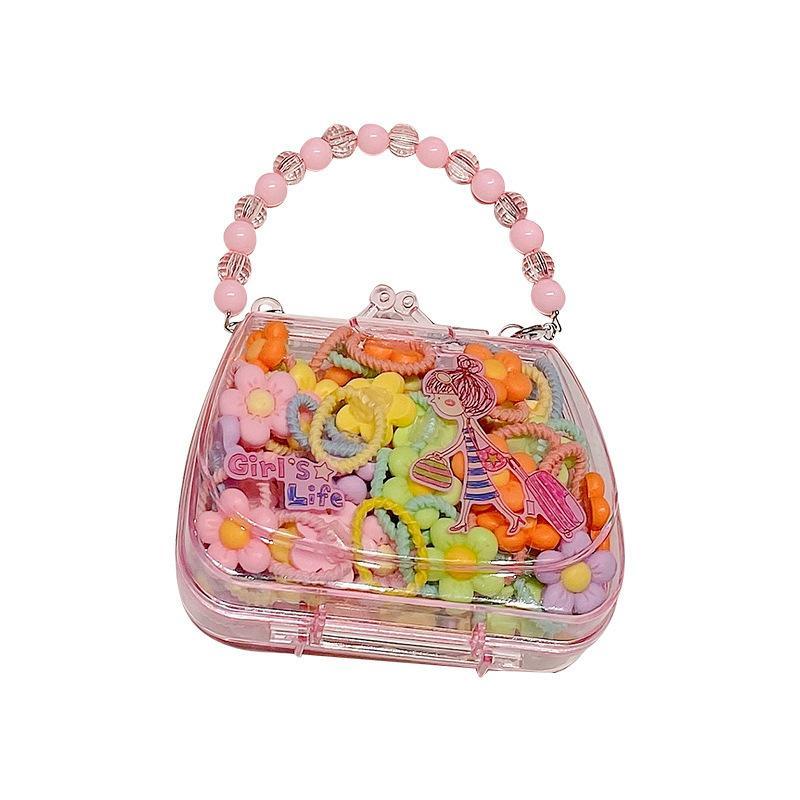 Cute Cartoon Hair Ropes Sweet High Elastic Rubber Bands Headwear With Handheld Box Bow Hair Ties For Kids