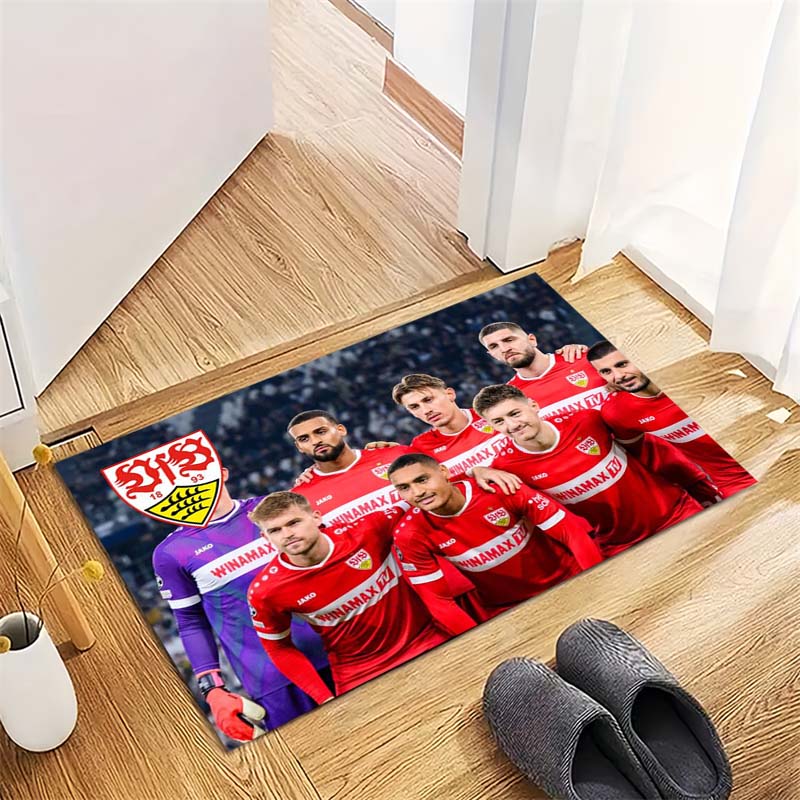 VfB Stuttgart Football Team Group Portrait Print Area Rug Non‑Slip Rectangular Floor Mat Soccer Fan Gaming Decor