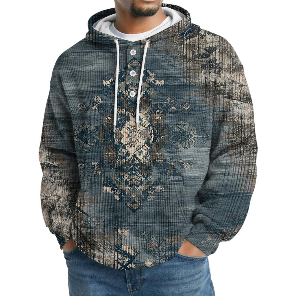 Men's Knit Hooded Sweatshirt Casual Long-Sleeve Sweatshirt