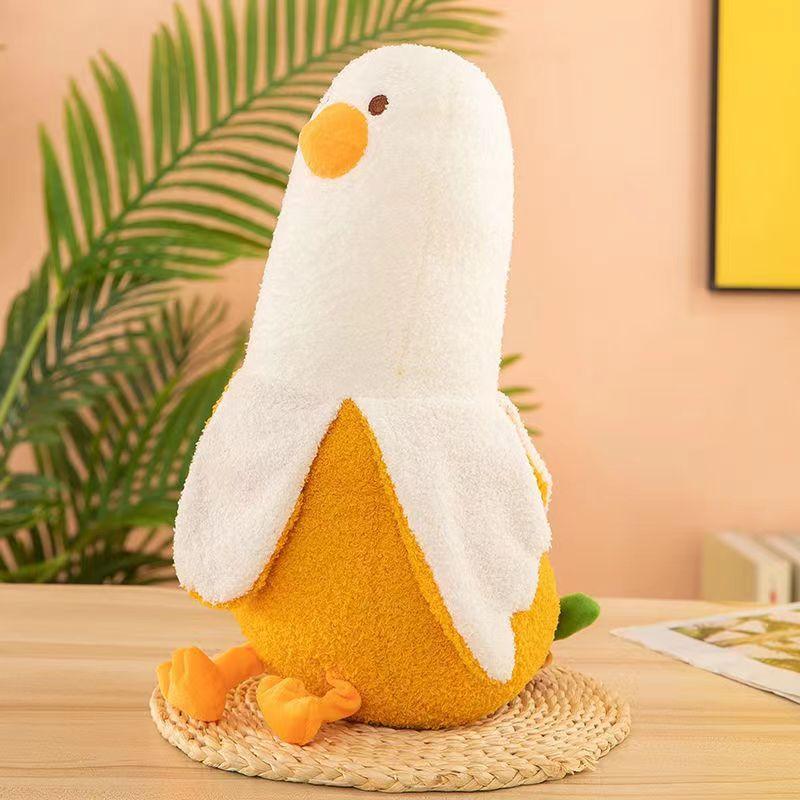 

Banana Friend Duck Cute Banana Throw Pillow Plush Toy Funny Doll Throwing Pillow Sleeping Leg Clamping Gift for Girlfriend 30cm белый