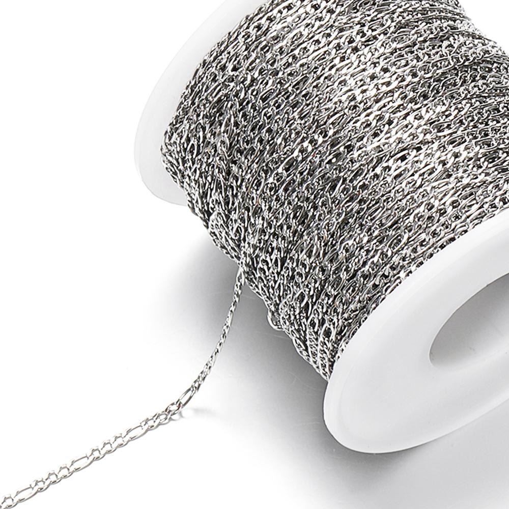 2Meters Stainless Steel Chain 2.5mm Flat Cuban NK 3:1 Gold Chains Curb Necklace Chain for Handmade Bracelet Jewelry Making DIY