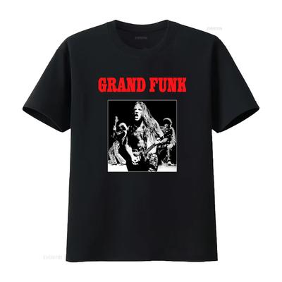 Grand Funk Railroad Vintage Band T Shirt for Fans Black Vintage Washed Streetwear Designer Clothes Stretched Casual Slightly