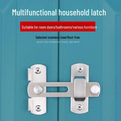 Stainless Steel Punch-Free Sliding Door Lock for Indoor Bathroom or Toilet