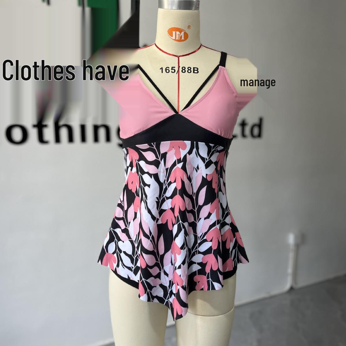 

2025 Стильный Большой Размер Цифровая Печать Европейский и Американский Женский Быстросохнущий Раздельный Купальник Бикини 5XL розовый