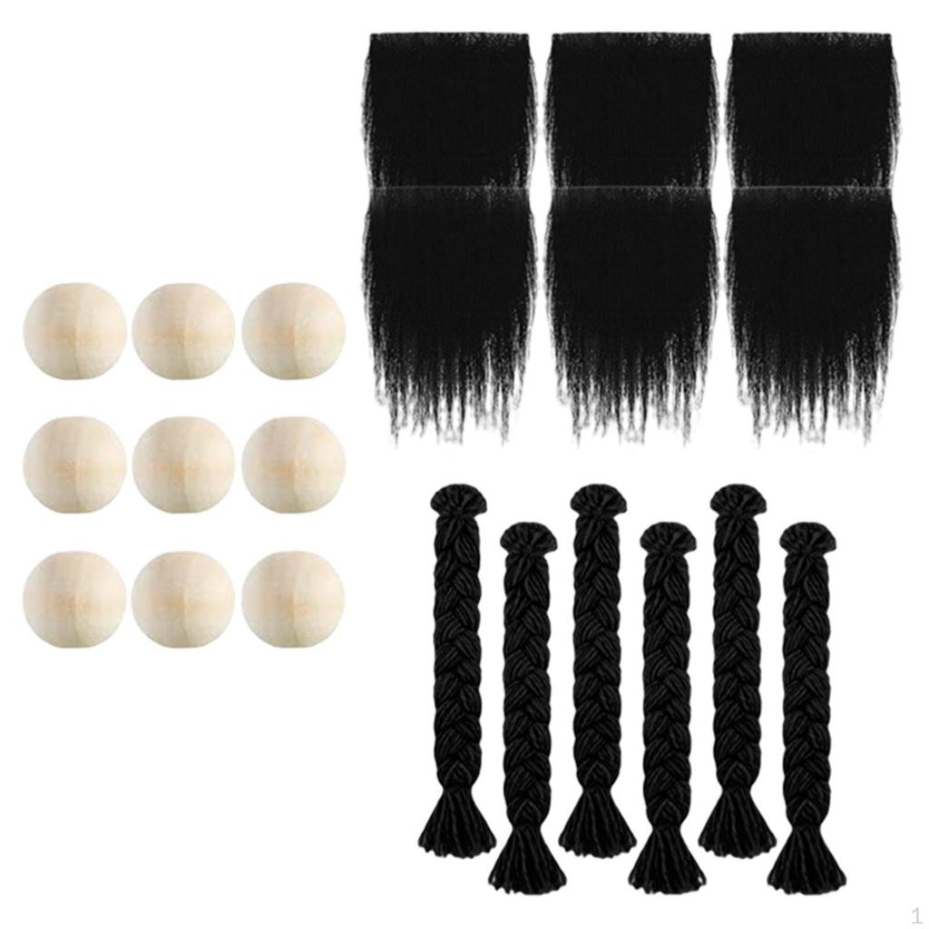 Fabric Gnome Beard 3 Pairs Braids Costume Dwarf Patches Crafting Nose Wooden Balls for