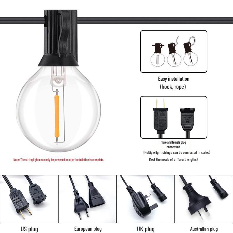 

G40 Водонепроницаемые Высоковольтные Уличные Светодиодные Гирлянды для Патио и Рождественских Вечеринок 110V US standard