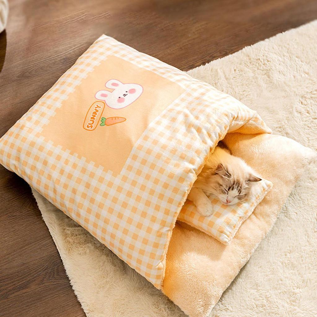 Bed For Cats Pet Plush Cave With Pillow Soft Winter Cat Cave Bed For Kitten Puppy Animal Outdoor Travel Winter Calming