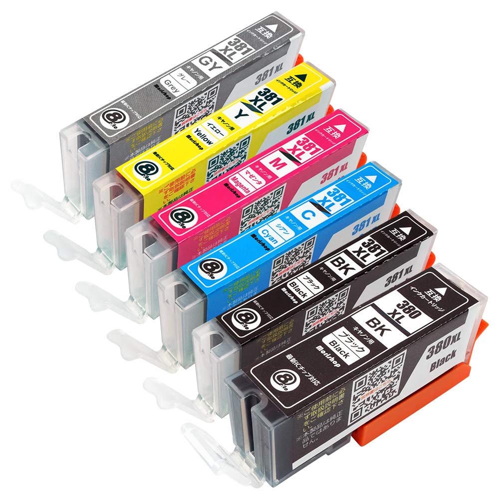 Black Fully Compatible Ink Cartridges for Level Latest IC Compatible with PIXUS and TS8130 BCI-381XL (BK/C/M/Y/GY) + BCI-380XL Full-Color High-Yield