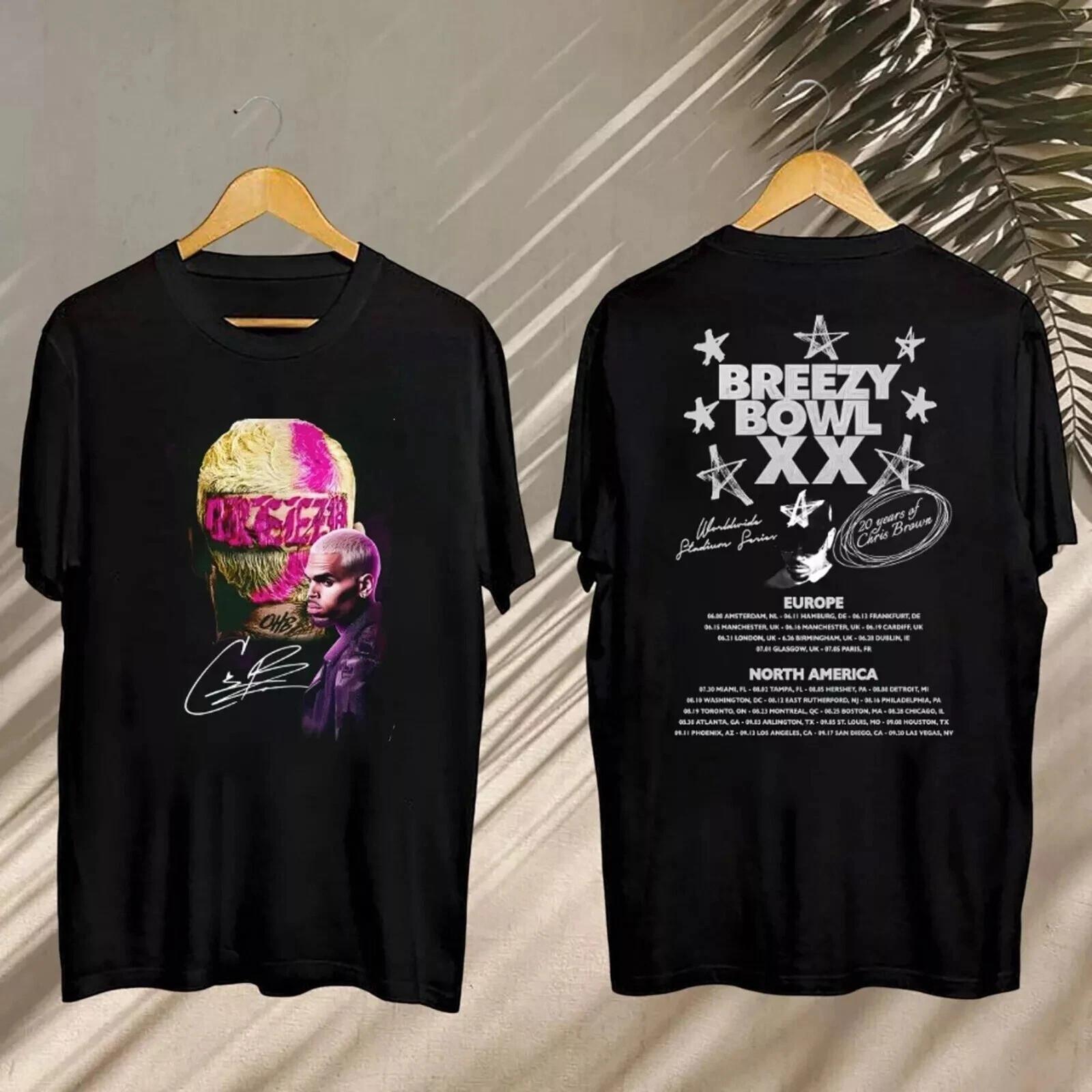 Graphic Chris Brown Breezy Bowl XX Tour 2026 2 sided T-Shirt L
