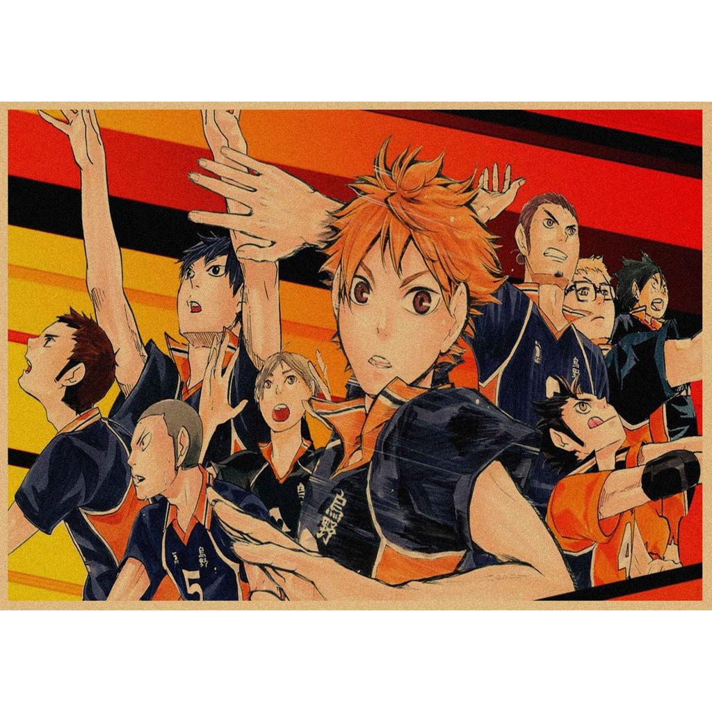 Haikyuu!! Retro Kraft Poster: Hinata Shoyo & Kageyama Tobio Decorative Wall Art