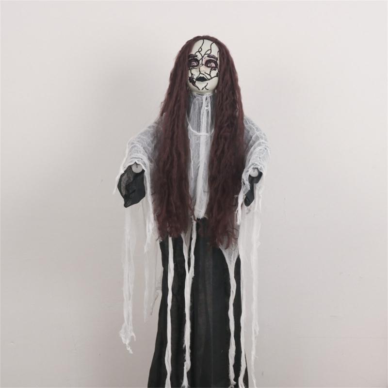 Eerie Halloween Hanging Skull Sound Activated Shrills Grim Reapers Thrilling Festivals Party Decorations for Outdoor