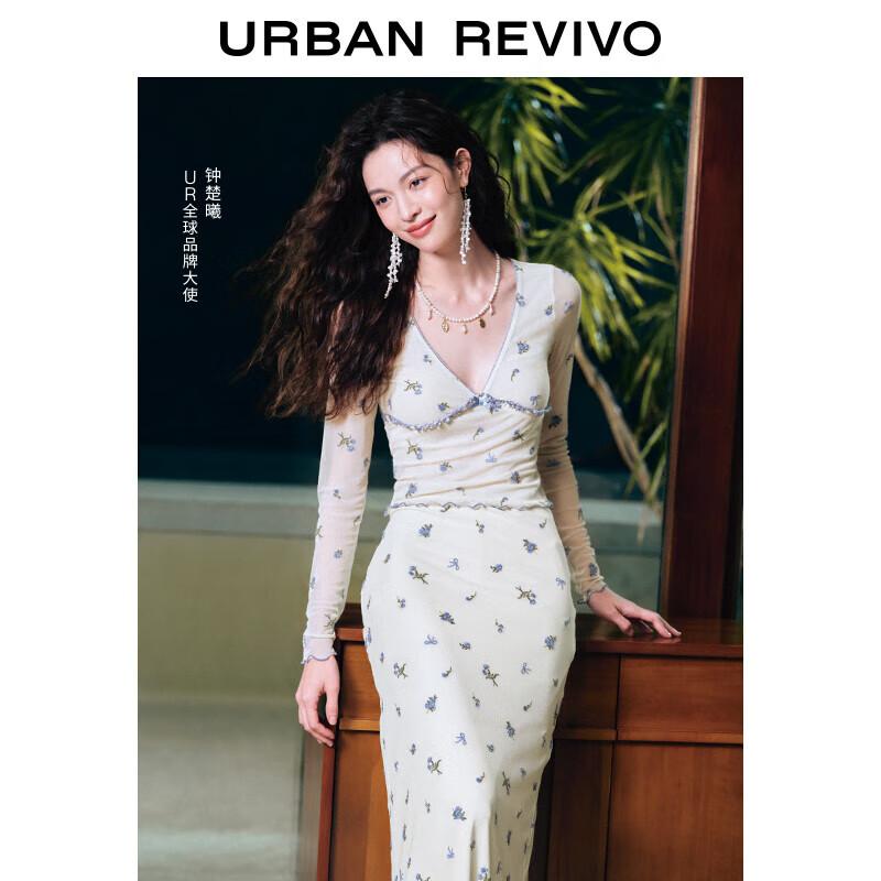 Women s Bow V-Neck Floral Ruffled Long-Sleeve Top M