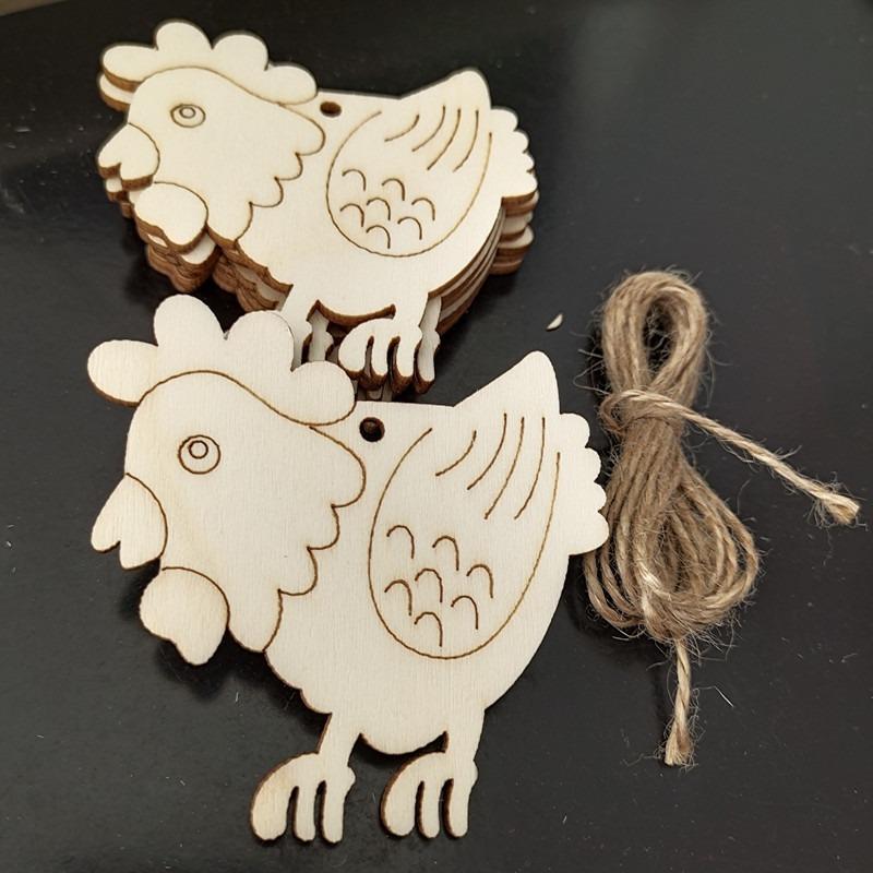 10 Stück Holz-Osterdekorationen zum Bemalen DIY Leere Holzausschnitte Ornament für Ei Hase Kaninchen Schmetterling Blume Frohe Ostern