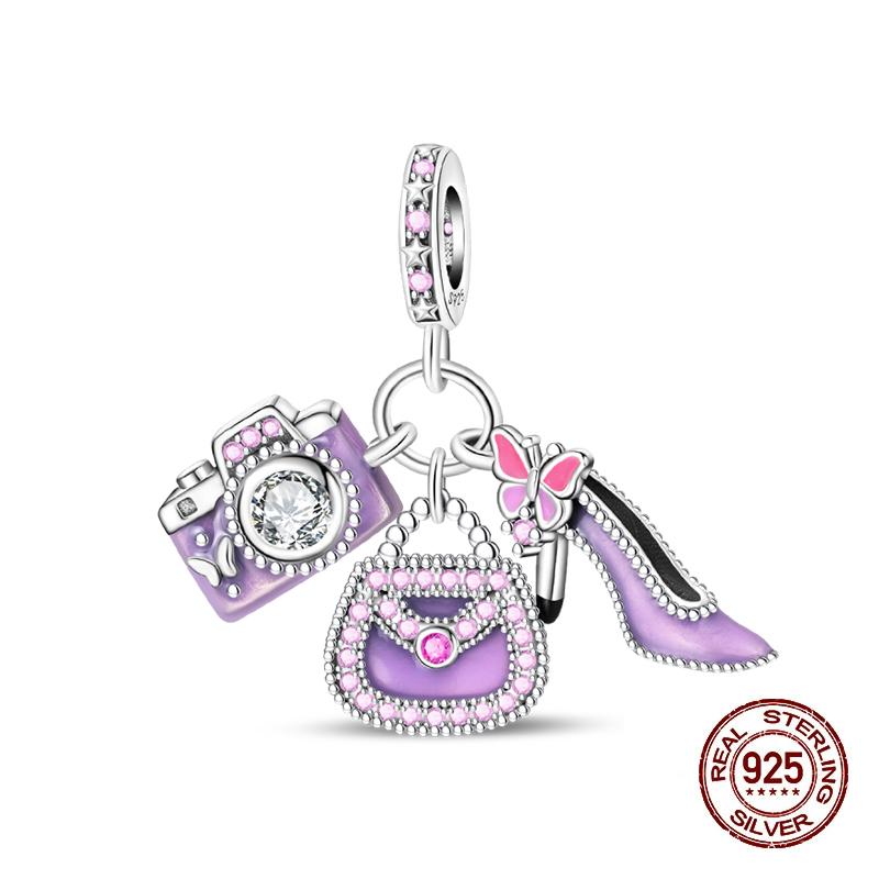 Sweet Copper Tea Party Pink Princess Series Charms Beads Fit 3Mm Original Bracelets Diy Jewelry Birthday Gifts