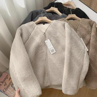 Giacca in Pile di Lana d'Agnello con Cerniera e Scollo a V da Donna - Collezione Autunno/Inverno