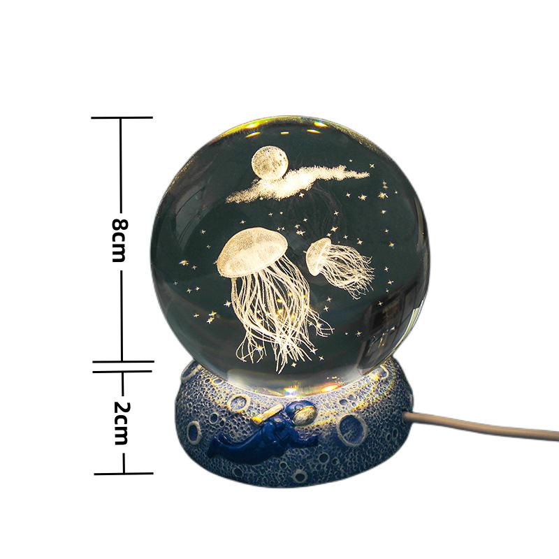 Crystal Ball Night Light with 3D Inner Carving - Luminous Resin Ornament Souvenir Gift