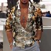 Fashion Leopard Men's Shirt Tops Sapphire Purple Gray Casual Outdoor Spring Summer High Quality Material Plus Size