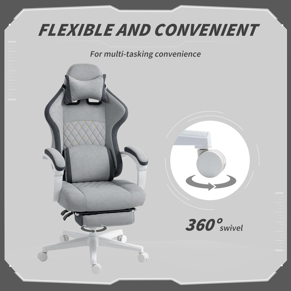 Ergonomic High Back Gaming Chair for Adults, Printed Velvet Computer Recliner Chair with Footrest, Lumbar Support