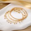 European and American retro beach anklet for women, featuring a hollow heart design and rhinestone embellishments3Set Eco-friendly metal chain