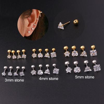 1ks/3-5mm Nerezová Náušnice Šroubovací kulička Ušní Kostička Neht