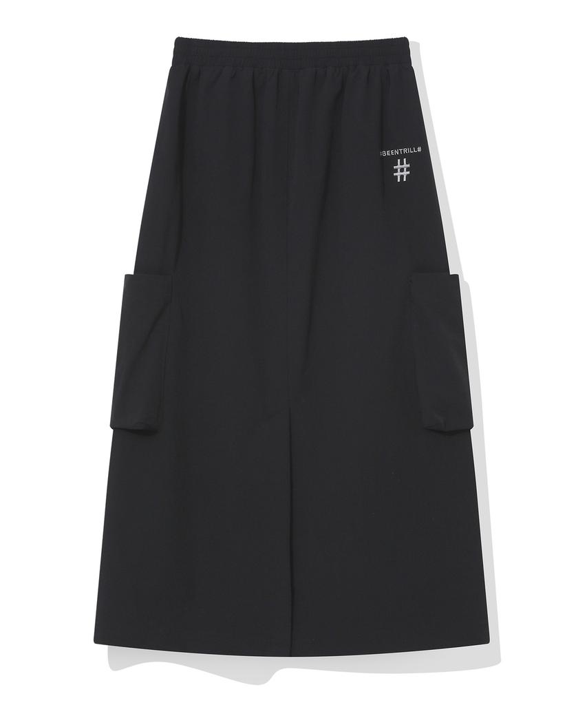 Vintril New York Stretch Woven Long Skirt (Black)