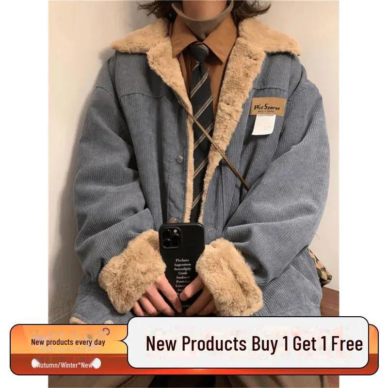 Men's Trendy Retro Winter Corduroy Cotton Jacket with Velvet Lining