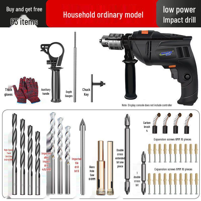 Electric Hand Drill Set with Drill Bits for Woodworking & Household Tasks